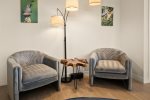 Cozy seating area to curl up with a book